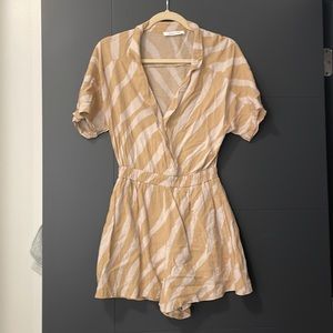 Mustard Seed brand Masai print short sleeve striped romper